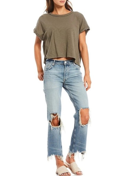 Yırtık Eskitilmiş Detaylı Boru Paça Kot Pantolon fiyatları