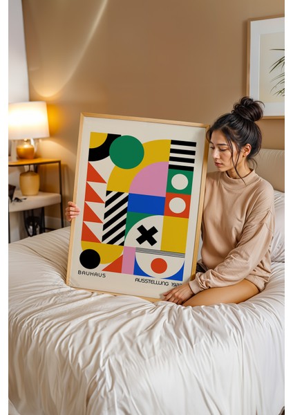 Bauhaus Serisi Ahşap Çerçeveli Poster, Tablo No:98 modelleri