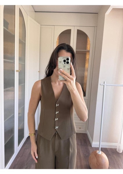 Kurdele Düğmeli Tasarım Yelek Pantolon Takım Premium Kalite fırsatları