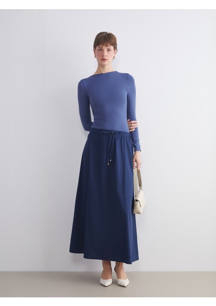 Yeni Sezon Beli Lastikli Poplin A Kesim Etek