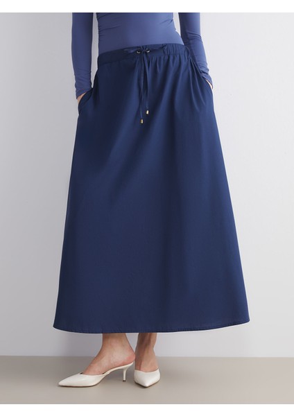 Yeni Sezon Beli Lastikli Poplin A Kesim Etek modelleri