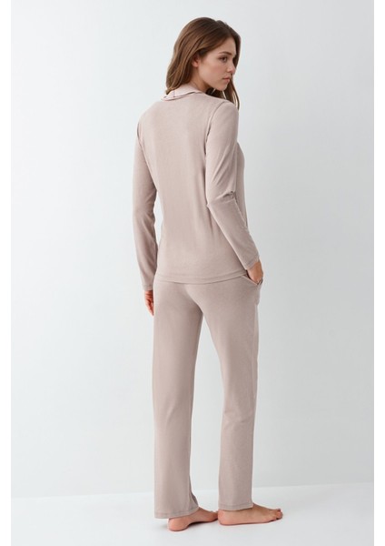 Kadın Giyim Uzun Kol Pamuklu & Modal Gömlek Pijama Takımı (Çorap Hediyeli) L1.PC.911.6.001 modelleri