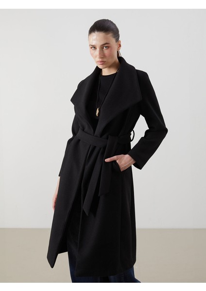 Yeni Sezon Ceket Yaka Kadın Kaşe Kaban