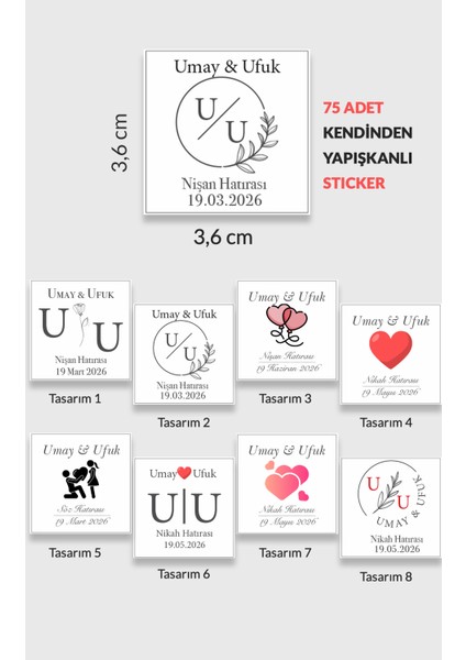 Kişiye Özel Çikolata Etiketi Düğün, Nişan, Söz, Kına, Baby Shower, Doğum Günü Sticker 75 Adet modelleri