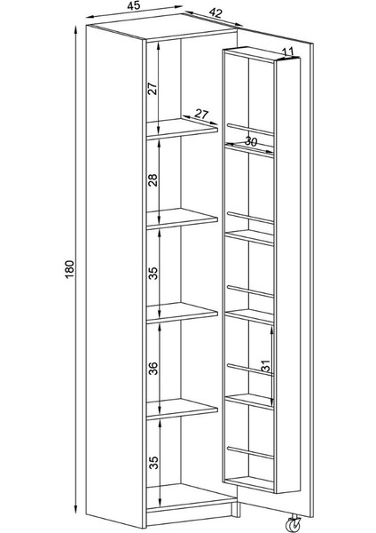 Liv Oak 1 Kapılı Erzak Dolabı modelleri
