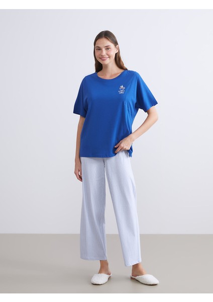 Yeni Sezon Bisiklet Yaka Baskılı Kadın Pijama Üstü fiyatları