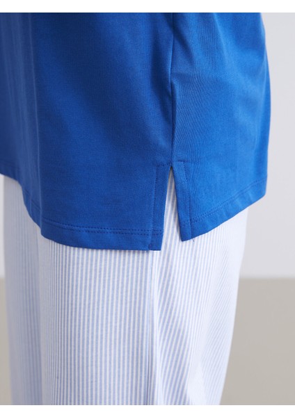 Yeni Sezon Bisiklet Yaka Baskılı Kadın Pijama Üstü modelleri