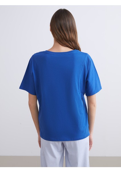 Yeni Sezon Bisiklet Yaka Baskılı Kadın Pijama Üstü fırsatları