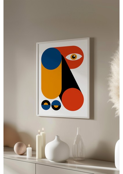 Bauhaus Serisi Beyaz Çerçeveli Poster, Tablo No:5
