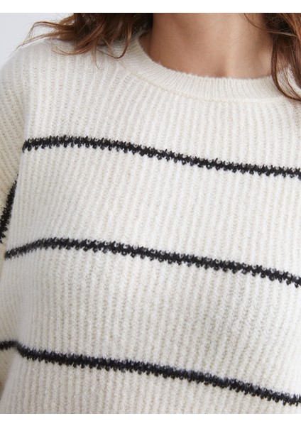 Yeni Sezon Bisiklet Yaka Çizgili Oversize Kadın Triko Kazak modelleri