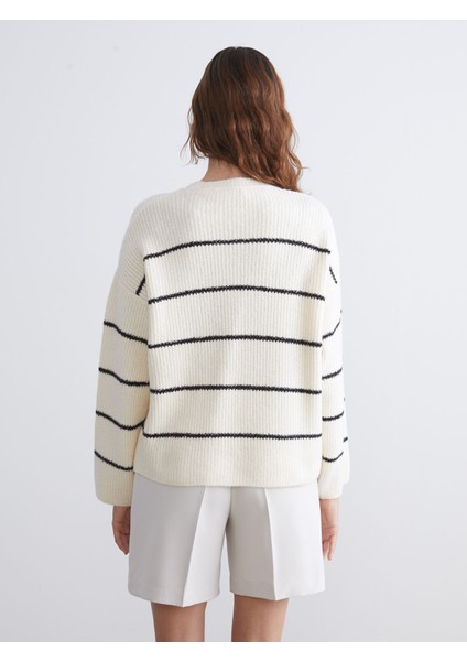 Yeni Sezon Bisiklet Yaka Çizgili Oversize Kadın Triko Kazak fırsatları