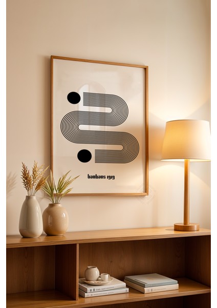Bauhaus Serisi Ahşap Çerçeveli Poster, Tablo No:48