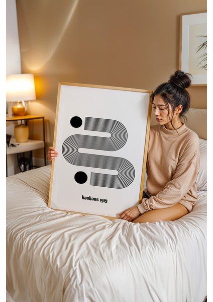 Bauhaus Serisi Ahşap Çerçeveli Poster, Tablo No:48 modelleri