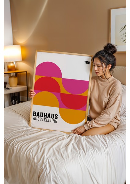 Bauhaus Serisi Ahşap Çerçeveli Poster, Tablo No:87 modelleri