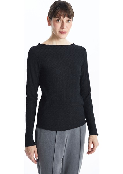 Yeni Sezon Bisiklet Yaka Dokulu Kadın Body