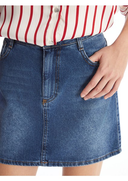 Yeni Sezon Standart Fit Kadın Jean Etek fırsatları