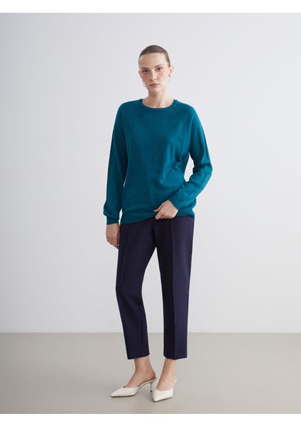 Yeni Sezon Bisiklet Yaka Çiçekli Kadın Triko Kazak indirimleri