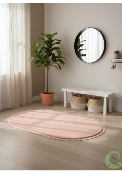 Post/peluş Yıkanabilir Kaymaz Taban Yumşacık Pembe Saçaklı Modern ve Şık Salon Oturma Odası Mutfak Çocuk Odası Koridor Antre Halısı