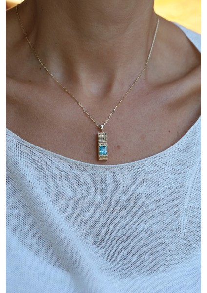 14 Ayar Altın Turkuaz Taşlı Antik Tasarım Kolye fiyatları