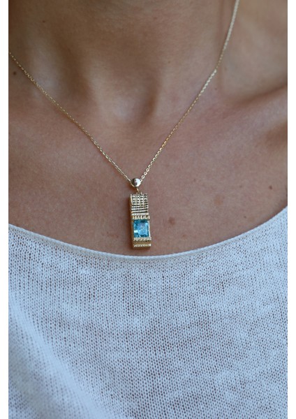 14 Ayar Altın Turkuaz Taşlı Antik Tasarım Kolye indirimleri