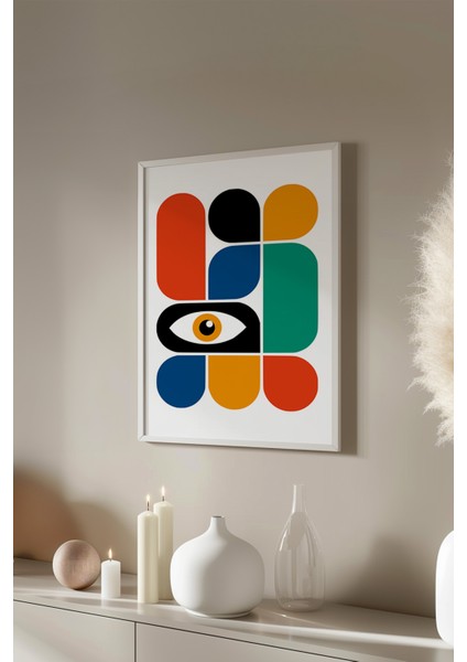 Bauhaus Serisi Beyaz Çerçeveli Poster, Tablo No:3