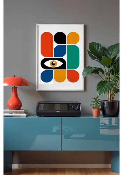 Bauhaus Serisi Beyaz Çerçeveli Poster, Tablo No:3 fiyatları