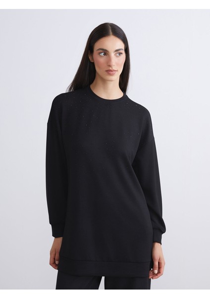 Yeni Sezon Bisiklet Yaka Kadın Sweatshirt Tunik