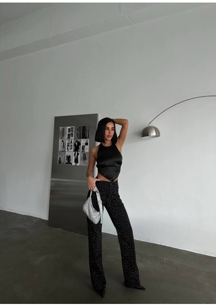 Gümüş Varaklı Palazzo Kot Pantolon Jeans modelleri