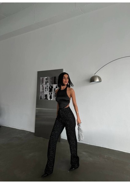 Gümüş Varaklı Palazzo Kot Pantolon Jeans fırsatları