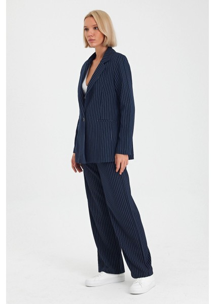 Ekru Renk Premium Boy Fit Kadın Pantolon Kolsuz Ceket Yelek Takımı Atlas Kumaş