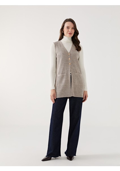 Yeni Sezon V Yaka Kadın Triko Yelek modelleri