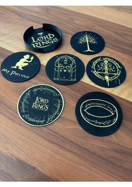 Yüzüklerin Efendisi Bardak Altlığı Seti (7 Parça) - Pla - Orta Dünya Temalı - Lord Of The Rings modelleri