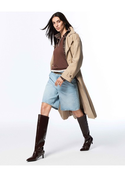 Yeni Sezon Bermuda Fit Kadın Jean Şortolon