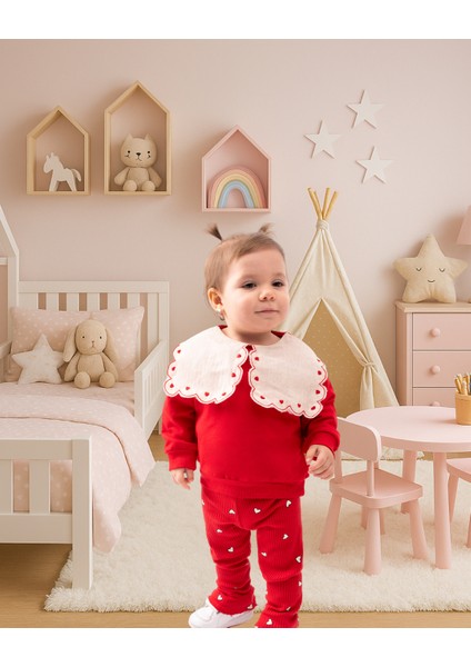 Kırmızı Kız Bebek 2’li Takım – Pantolon ve Sweatshirt