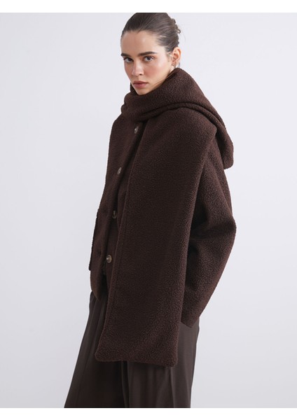 Yeni Sezon Bisiklet Yaka Atkılı Kadın Kaşe Kaban