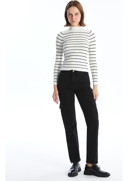 Yeni Sezon Straight Fit Kadın Kargo Jean Pantolon