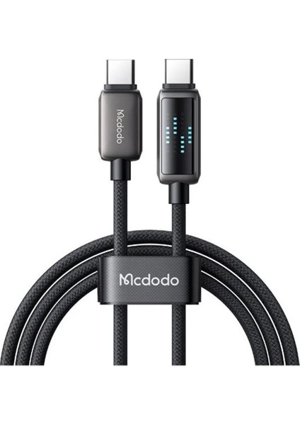 CA-4250 100W Usb-C To Usb-C Şarj Hız Göstergeli Şarj ve Data Kablosu- 1.2 M Siyah