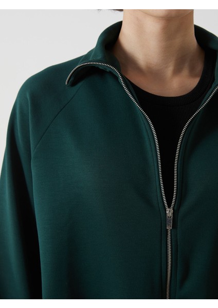 Yeni Sezon Dik Yaka Oversize Kadın Fermuarlı Sweatshirt modelleri