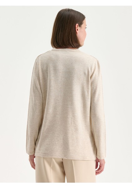 Yeni Sezon V Yaka Kendinden Desenli Kadın Triko Kazak fırsatları