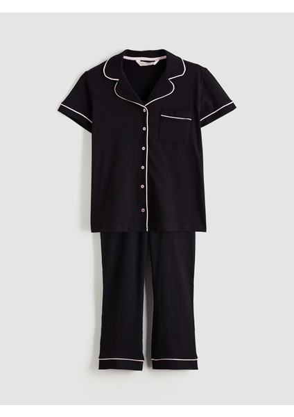 Yeni Sezon Gömlek Yaka Kadın Pijama Takımı