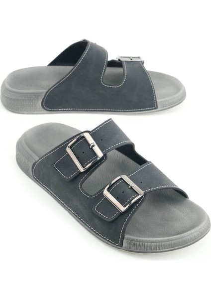 Erkek Yazlık Suni Deri Iki Toka Ayarlanabilir Rahat Taban Günlük Terlik