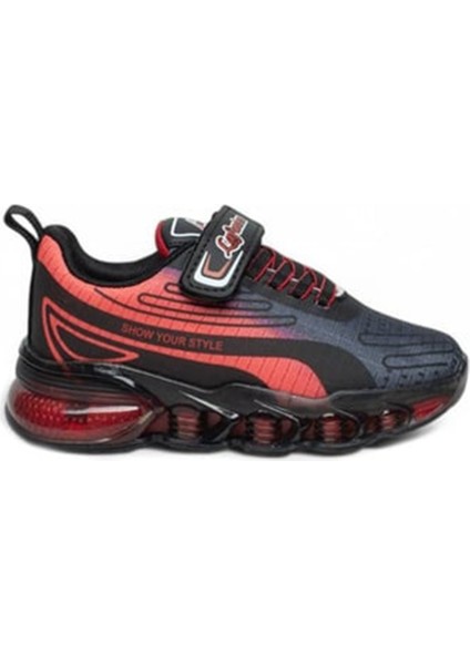 Lafonten Patik 744 Işıklı Çocuk Günlük Ayakkabı KM05A744 Siyah Kırmızı