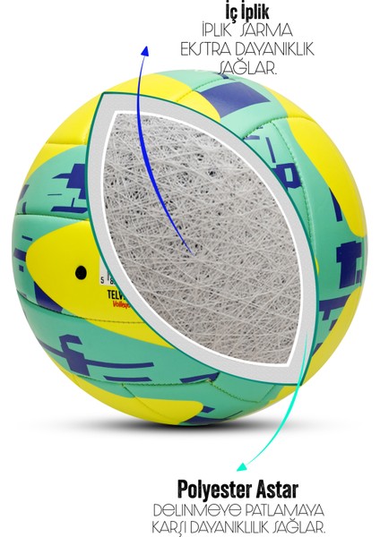 VT800 Spike Voleybol Topu Pompalı Yumuşak Doku Semi-Pro İç-Dış Mekan Soft Touch 300 g No:5