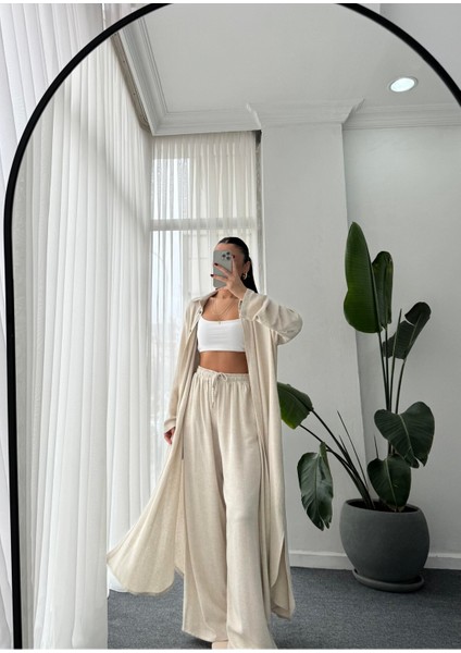 Kimono Takın Uzun Maxi Boy Gömlek Pantolonlu Takım modelleri