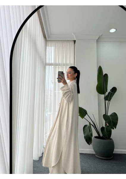 Kimono Takın Uzun Maxi Boy Gömlek Pantolonlu Takım fırsatları