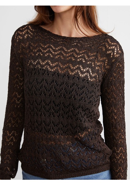 Yeni Sezon Kayık Yaka Ajurlu Kadın Triko Kazak modelleri