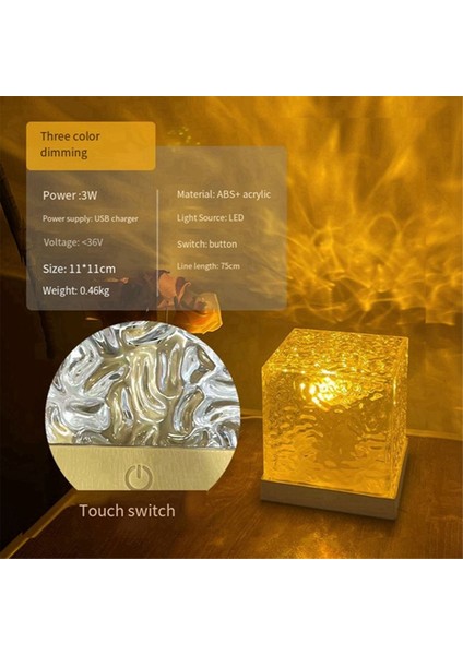 Su Dalga Lambası Dekorasyon Gece Işığı, Yatak Odası Atmosfer Işığı, Dalga Projeksiyon Masası Işık 3 Renkli Dokunuş (Yurt Dışından) indirimleri