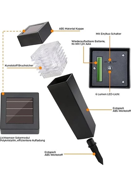 4pcs Beyaz Işık Güneş Powered Güneş Powered Buz Işığı Işığı, Güneş Açık Bahçe Lambası, Güneş Toprak Eklentisi Işığı (Yurt Dışından) modelleri