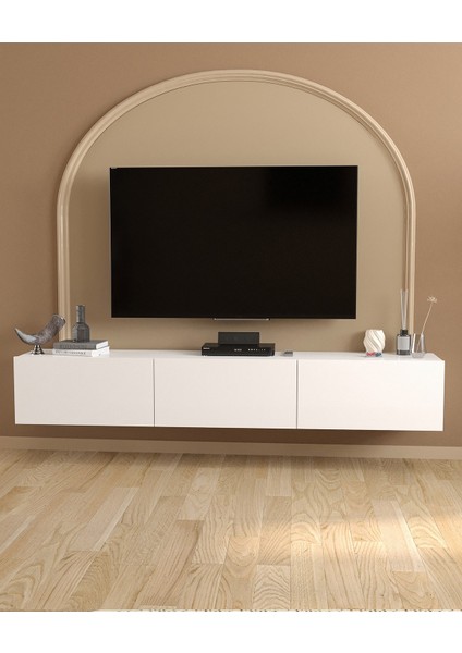 Tv Ünitesi Tv Sehpası Düşer Kapaklı Tv Ünitesi Televizyon Sehpası 180 cm Marvel Beyaz fiyatları