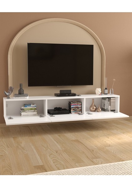 Tv Ünitesi Tv Sehpası Düşer Kapaklı Tv Ünitesi Televizyon Sehpası 180 cm Marvel Beyaz modelleri